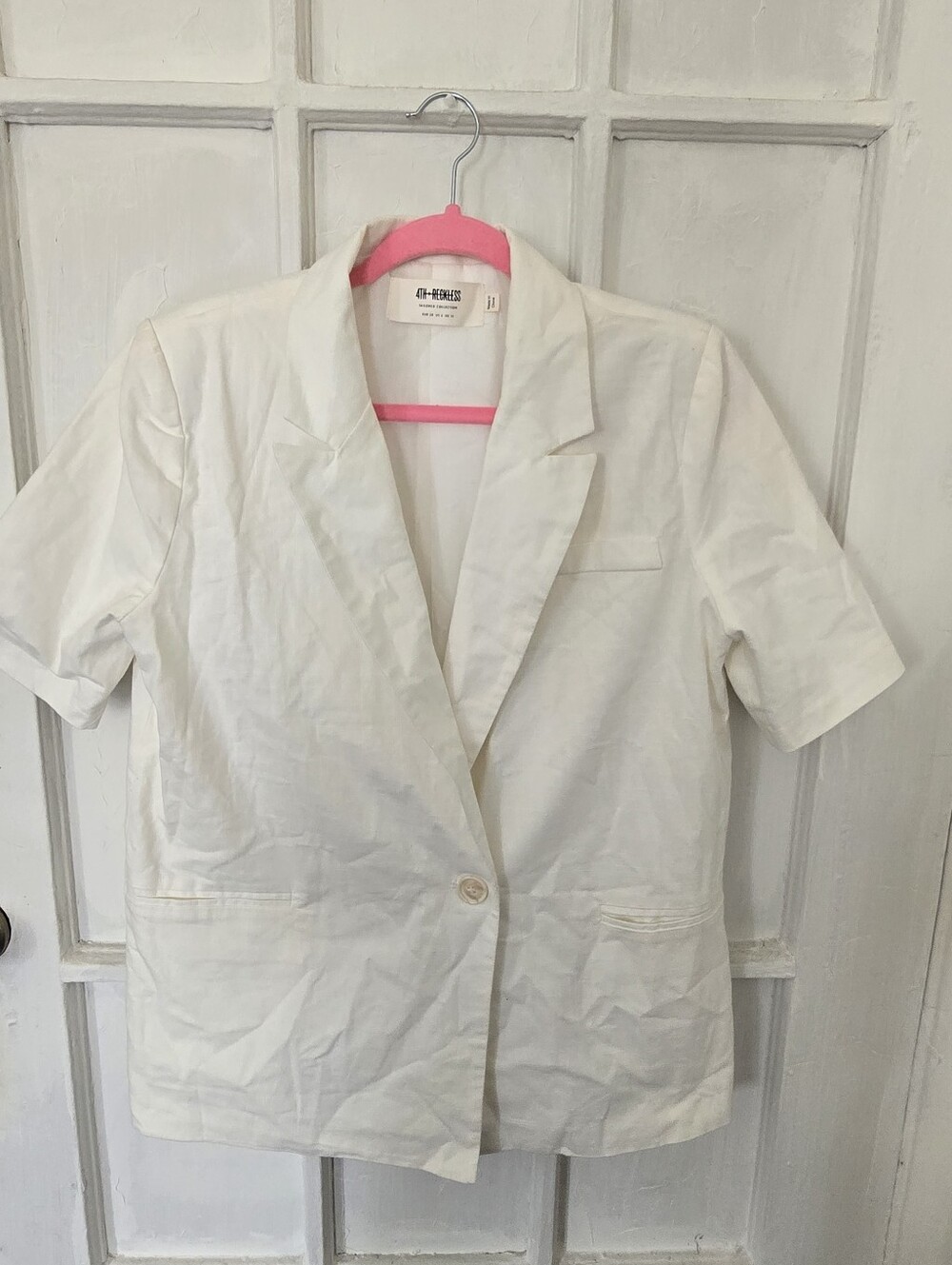 Short Sleeve White Blazer Jacket by